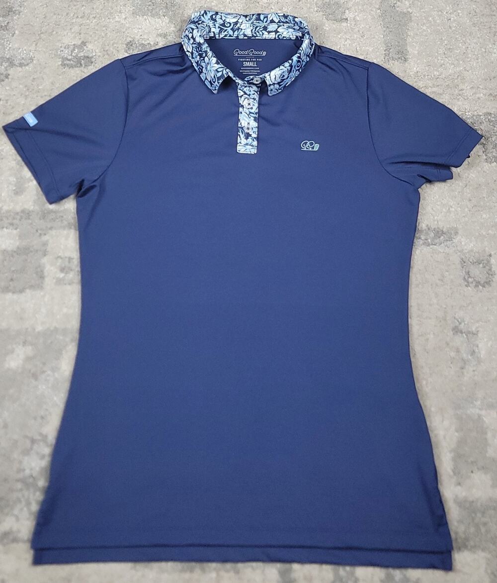 Good Good Women's Navy Blue Golf Performance Stretch Polo Shirt Sz Small